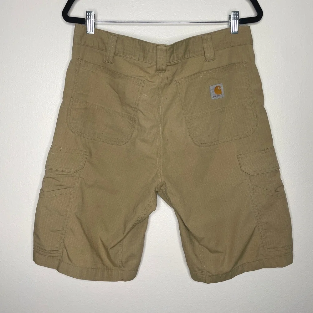 Carhartt Force Broxton Cargo Shorts Men 34 Tan Relaxed Fit Ripstop‎ Workwear